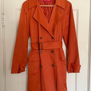 Orange Double-Breasted Trench Coat